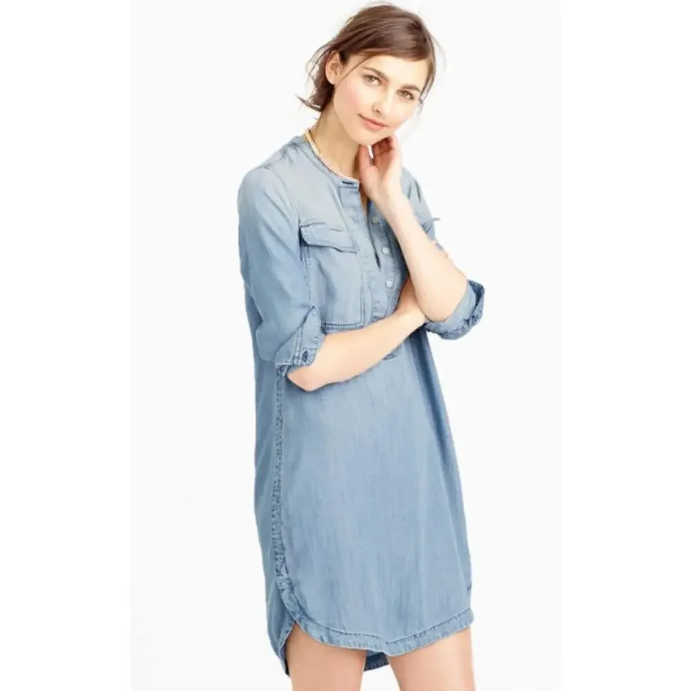 J. Crew‎ Drapey Chambray Shirtdress Blue Size XS
